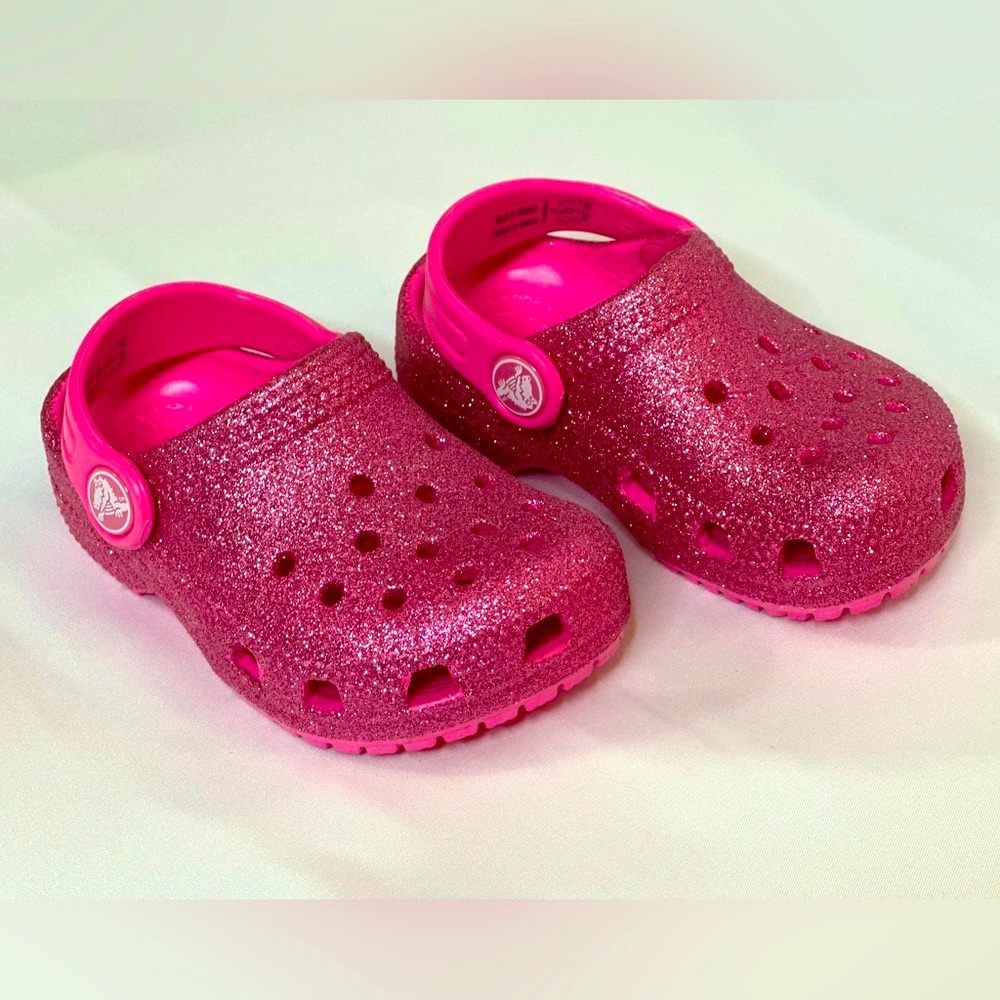 Toddler Girl Crocs - Size 6 - Pink and Glitter Pink